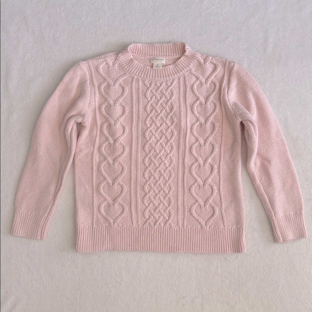 Crewcuts | Cable Knit Heart Design Cotton Sweater Pale Pink (8) - Picture 11 of 11
